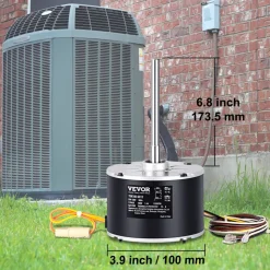 VEVOR Condenser Fan Motor 5KCP39EGS070S, 5KCP39EGY823S, 1/4 HP 208-230V, 1100RPM, OEM Standard Upgraded Replacement Condenser Motor Reversible Rotating, Explosion-proof CBB65 5μF/370V Capacitor