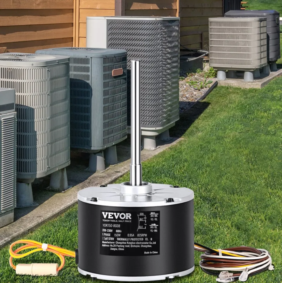 VEVOR Condenser Fan Motor 5KCP39GFS166S, 3S003, 1/5 HP 208-230V, 825RPM, OEM Standard Upgraded Replacement Condenser Motor Reversible Rotating, Explosion-proof CBB65 7.5μF/370V Capacitor
