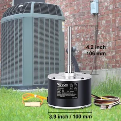 VEVOR Condenser Fan Motor K55HXJKL-2918, 51-23055-11, 1/5 HP 208-230V, 1075RPM, OEM Standard Upgraded Replacement Condenser Motor Reversible Rotating, Explosion-proof CBB65 5μF/370V Capacitor