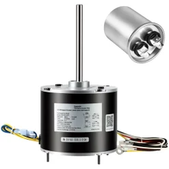 VEVOR Condenser Fan Motor with Capacitor, 1/5HP 1075/900RPM 208-230V, Replaces 12Y75, 97M49, 100483-02, 43W49, Compatible with Lennox Interlink Emerson K48HXGCK-4210 K48HXGFG-4294 YFK-150-6