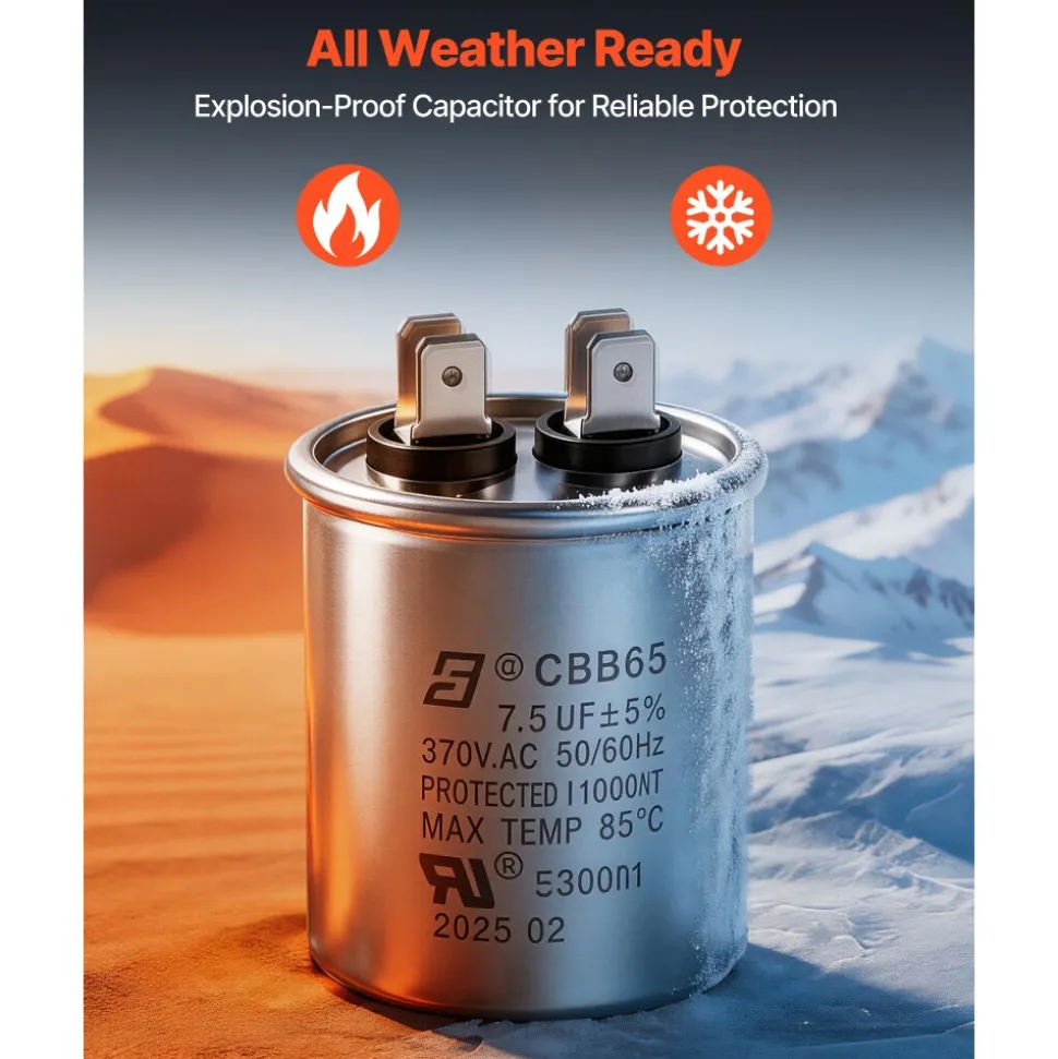 VEVOR Condenser Fan Motor with Capacitor, 1/5HP 1075/900RPM 208-230V, Replaces 12Y75, 97M49, 100483-02, 43W49, Compatible with Lennox Interlink Emerson K48HXGCK-4210 K48HXGFG-4294 YFK-150-6