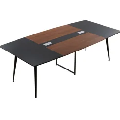 VEVOR Conference Table, 8 ft Boat Shaped Office Meeting Table for 10 Person, Modern Large Boat Meeting Desk with Metal Legs, Ideal for Office, Boardroom, Conference Room, Easy Assembly, Black & Brown