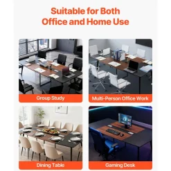 VEVOR Conference Table, 8 ft Boat Shaped Office Meeting Table for 10 Person, Modern Large Boat Meeting Desk with Metal Legs, Ideal for Office, Boardroom, Conference Room, Easy Assembly, Black & Brown