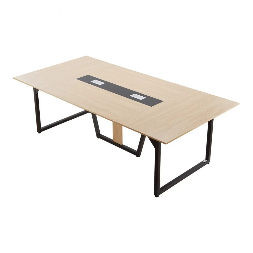 VEVOR Conference Table, 6 ft Office Meeting Table for 6-8 Person, Modern Rectangle Seminar Desk with Metal Legs, Meeting Desk Ideal for Office, Boardroom, Conference Room, Easy Assembly, Brown