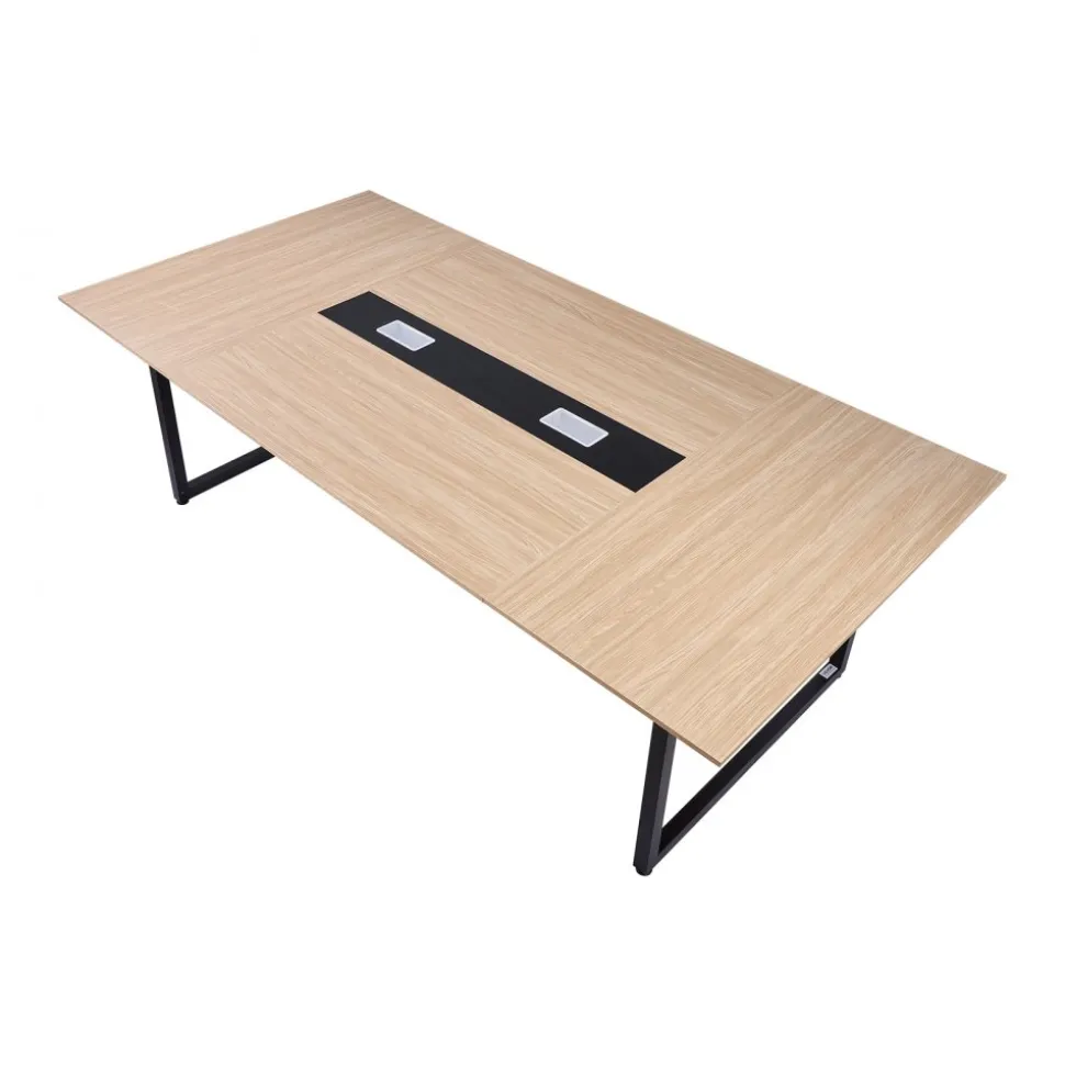 VEVOR Conference Table, 6 ft Office Meeting Table for 6-8 Person, Modern Rectangle Seminar Desk with Metal Legs, Meeting Desk Ideal for Office, Boardroom, Conference Room, Easy Assembly, Brown