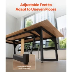 VEVOR Conference Table, 6 ft Office Meeting Table for 6-8 Person, Modern Rectangle Seminar Desk with Metal Legs, Meeting Desk Ideal for Office, Boardroom, Conference Room, Easy Assembly, Brown