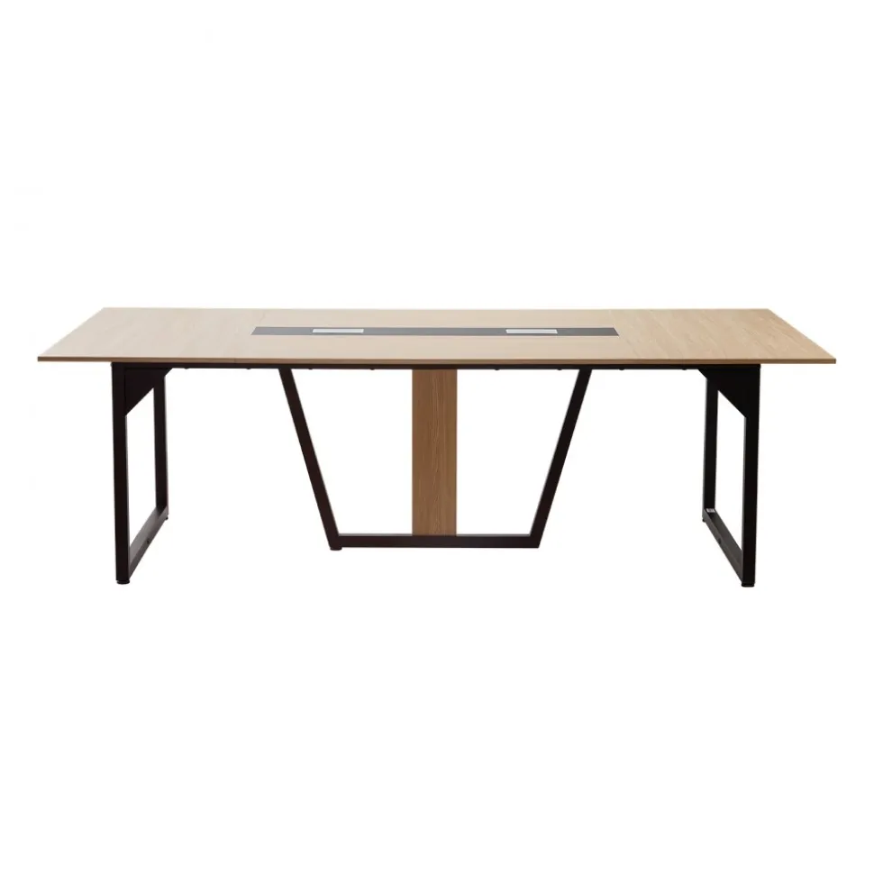 VEVOR Conference Table, 6 ft Office Meeting Table for 6-8 Person, Modern Rectangle Seminar Desk with Metal Legs, Meeting Desk Ideal for Office, Boardroom, Conference Room, Easy Assembly, Brown