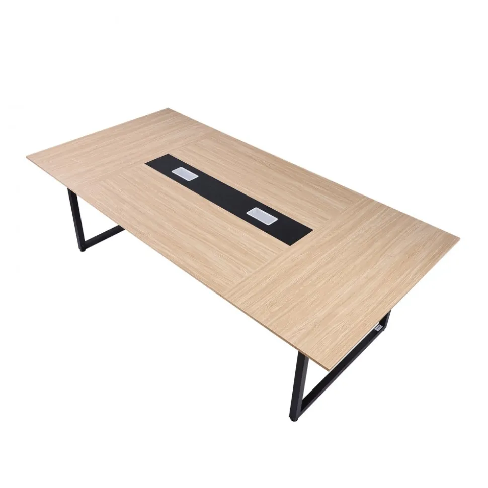 VEVOR Conference Table, 6 ft Office Meeting Table for 6-8 Person, Modern Rectangle Seminar Desk with Metal Legs, Meeting Desk Ideal for Office, Boardroom, Conference Room, Easy Assembly, Brown