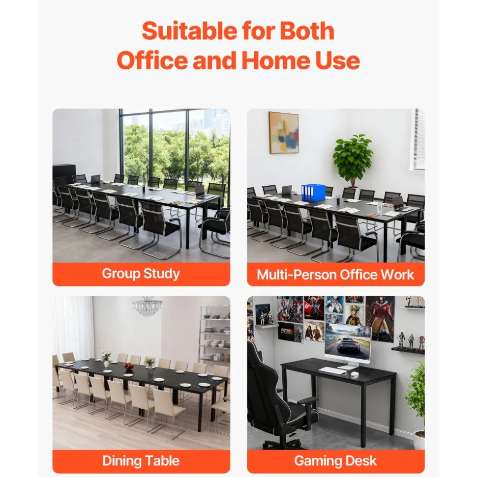 VEVOR Conference Table, Set of 6, 4.5 ft Office Meeting Table for 16 Person, Flexible Combination Desk Set, Modern Rectangle Meeting Desk with Metal Legs for Office, Conference Room, Easy Assembly