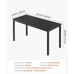 VEVOR Conference Table, Set of 6, 4.5 ft Office Meeting Table for 16 Person, Flexible Combination Desk Set, Modern Rectangle Meeting Desk with Metal Legs for Office, Conference Room, Easy Assembly