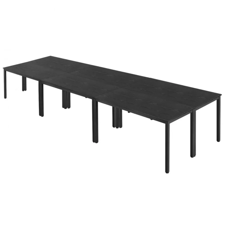 VEVOR Conference Table, Set of 6, 4.5 ft Office Meeting Table for 16 Person, Flexible Combination Desk Set, Modern Rectangle Meeting Desk with Metal Legs for Office, Conference Room, Easy Assembly
