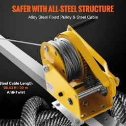 VEVOR Confined Space Tripod Kit, Confined Space Tripod 8' Legs and 98' Cable, Confined Space Rescue Tripod 32.8' Fall Protection, 2600 lbs Winch, Harness, Storage Bag