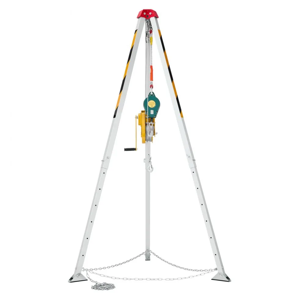VEVOR Confined Space Tripod Kit, Confined Space Tripod 7' Legs and 98' Cable, Confined Space Rescue Tripod 32.8' Fall Protection, 1800 lbs Winch, Harness, Storage Bag