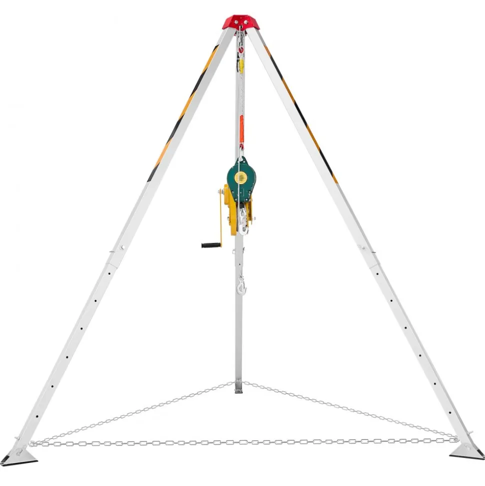VEVOR Confined Space Tripod Kit, Confined Space Tripod 7' Legs and 98' Cable, Confined Space Rescue Tripod 32.8' Fall Protection, 1800 lbs Winch, Harness, Storage Bag
