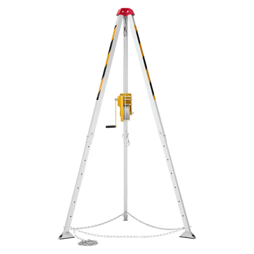 VEVOR Confined Space Tripod Kit, Confined Space Tripod 7' Legs and 98' Cable, Confined Space Rescue Tripod 32.8' Fall Protection, 1800 lbs Winch, Harness, Storage Bag