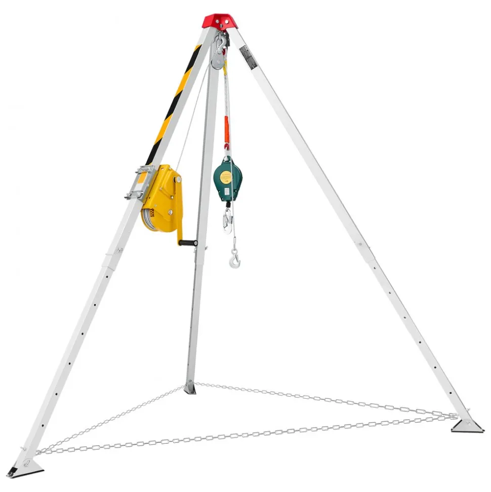 VEVOR Confined Space Tripod Kit, Confined Space Tripod 7' Legs and 98' Cable, Confined Space Rescue Tripod 32.8' Fall Protection, 1800 lbs Winch, Harness, Storage Bag