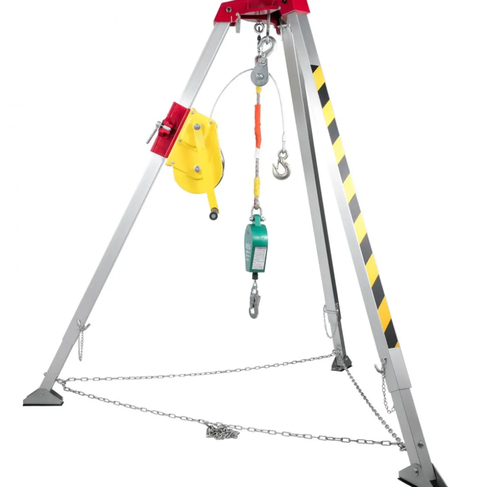 VEVOR Confined Space Tripod with 2600lbs Winch Confined Space Kit 8' Legs and 98' Cable Confined Space Rescue Tripod with 32.8' Fall Protection for Confined Space Rescue