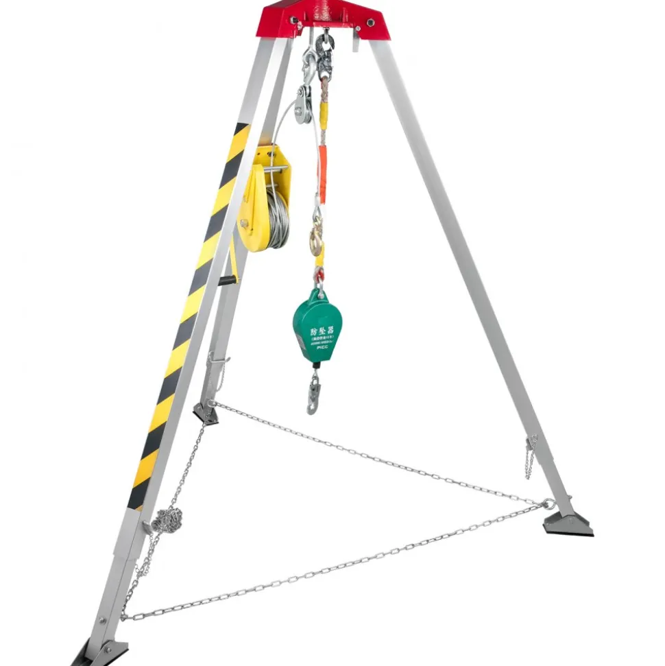 VEVOR Confined Space Tripod with 2600lbs Winch Confined Space Kit 8' Legs and 98' Cable Confined Space Rescue Tripod with 32.8' Fall Protection for Confined Space Rescue