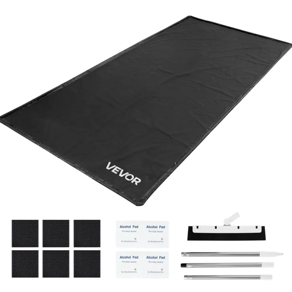 VEVOR Containment Mat, 7 ft 9 in x 16 ft, Non-Slip PVC Garage Floor Mat with a Cleaning Squeegee, Heavy Duty Durable Waterproof Containment Protection from Snow, Rain and Mud for Cars Parking, Black
