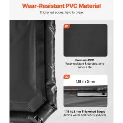 VEVOR Containment Mat, 7 ft 9 in x 16 ft, Non-Slip PVC Garage Floor Mat with a Cleaning Squeegee, Heavy Duty Durable Waterproof Containment Protection from Snow, Rain and Mud for Cars Parking, Black