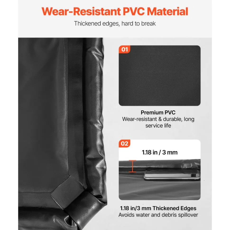 VEVOR Containment Mat, 7 ft 9 in x 16 ft, Non-Slip PVC Garage Floor Mat with a Cleaning Squeegee, Heavy Duty Durable Waterproof Containment Protection from Snow, Rain and Mud for Cars Parking, Black