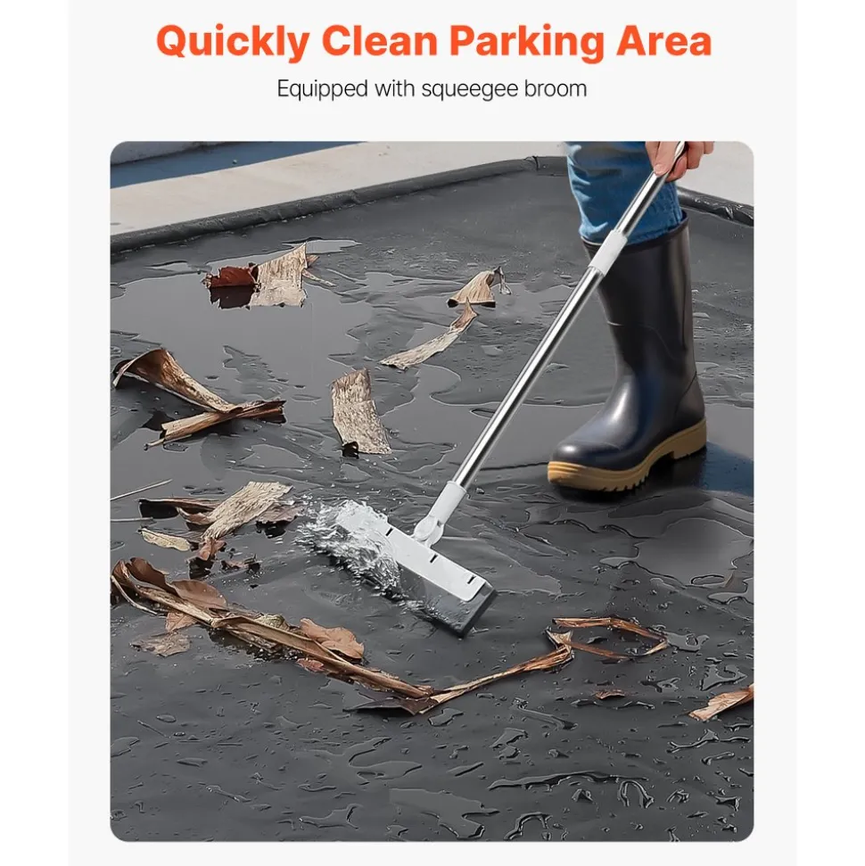 VEVOR Containment Mat, 8 ft 6 in x 20 ft, Non-Slip PVC Garage Floor Mat with a Cleaning Squeegee, Heavy Duty Durable Waterproof Protection from Snow, Rain and Mud for Cars SUVs Trucks Parking, Black