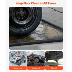 VEVOR Containment Mat, 8 ft 6 in x 20 ft, Non-Slip PVC Garage Floor Mat with a Cleaning Squeegee, Heavy Duty Durable Waterproof Protection from Snow, Rain and Mud for Cars SUVs Trucks Parking, Black