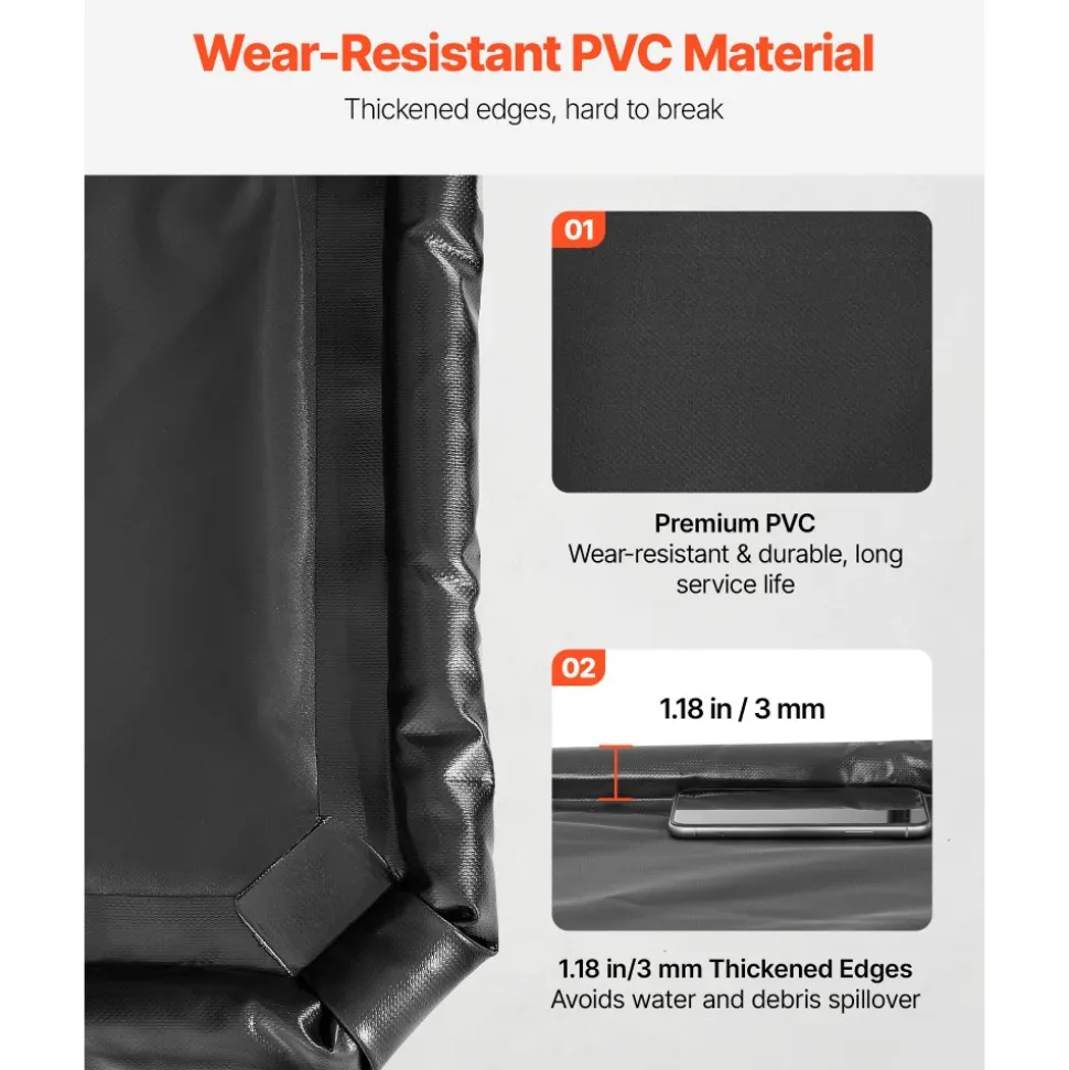VEVOR Containment Mat, 7 ft 9 in x 18 ft, Non-Slip PVC Garage Floor Mat with a Cleaning Squeegee, Heavy Duty Durable Waterproof Containment Protection from Snow, Rain and Mud for Cars Parking, Black