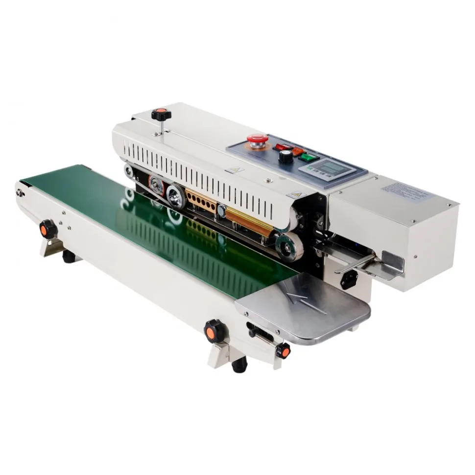 VEVOR Continuous Bag Band Sealing Machine, 0.24-0.47 in Seal Width, Horizontal Band Sealer Machine with Ink Printing, Temp & Speed Adjustable, Heat Sealing Machine for 0.001-0.03 in Plastic Bags