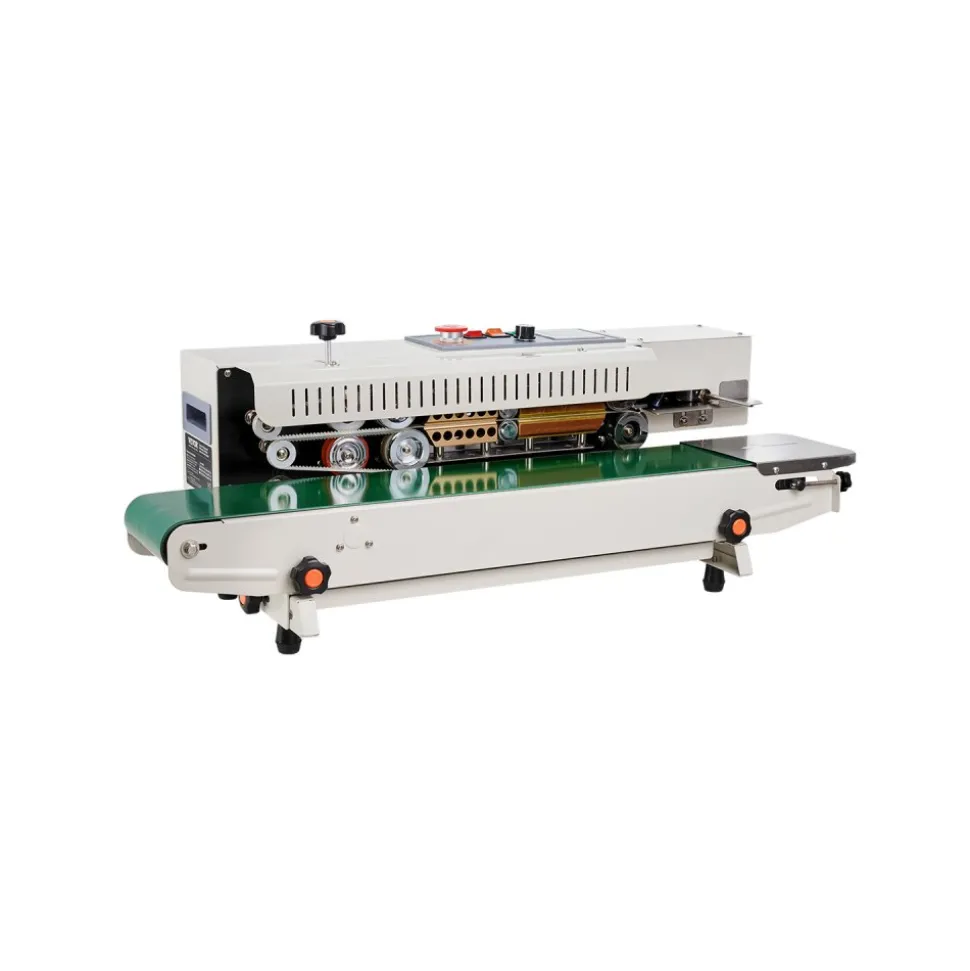 VEVOR Continuous Bag Band Sealing Machine, 0.24-0.47 in Seal Width, Horizontal Band Sealer Machine with Ink Printing, Temp & Speed Adjustable, Heat Sealing Machine for 0.001-0.03 in Plastic Bags