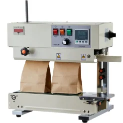 VEVOR Continuous Bag Band Sealing Machine, 0.24-0.47 in Seal Width, Vertical Band Sealer Machine with Roller Printing , Temp & Speed Adjustable, Heat Sealing Machine for 0.001-0.03 in Plastic Bags