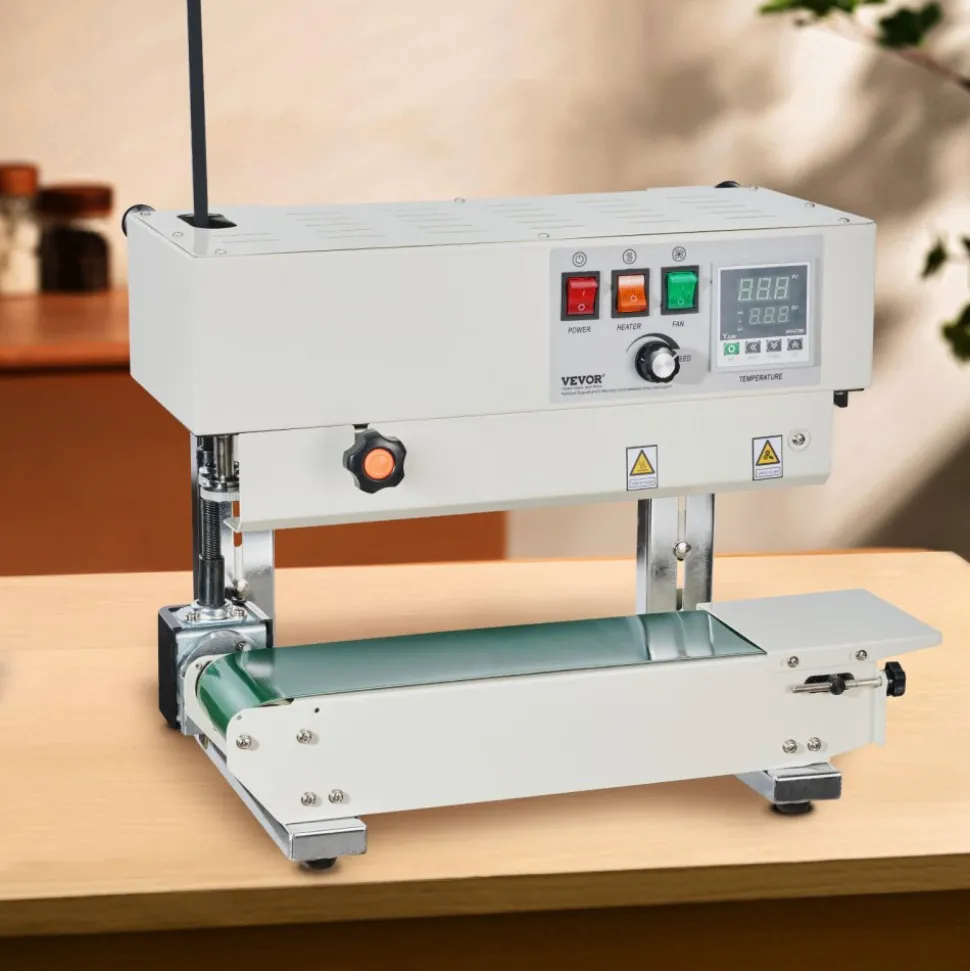 VEVOR Continuous Bag Band Sealing Machine, 0.24-0.47 in/6-12 mm Seal Width, Vertical Band Sealer Machine with Digital Temperature Control, Carbon Steel Bag Sealer for 0.02-0.8 mm Plastic Bags Films