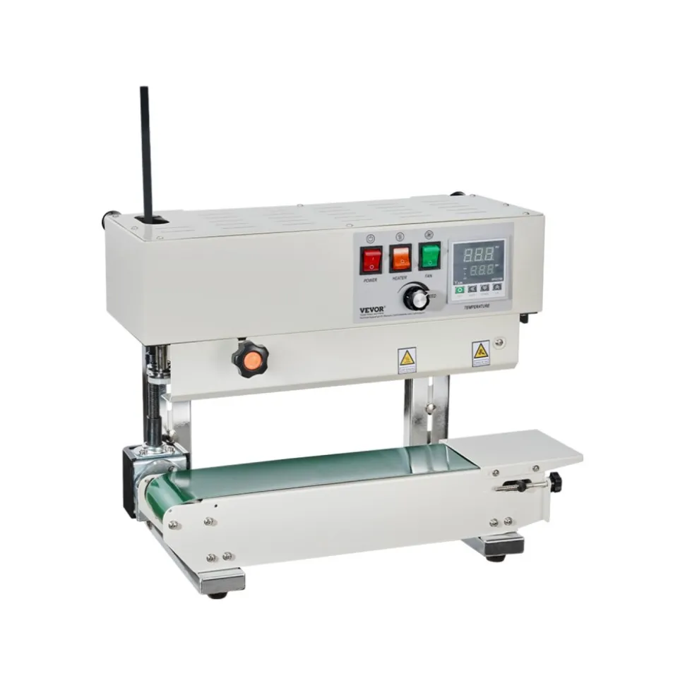 VEVOR Continuous Bag Band Sealing Machine, 0.24-0.47 in/6-12 mm Seal Width, Vertical Band Sealer Machine with Digital Temperature Control, Carbon Steel Bag Sealer for 0.02-0.8 mm Plastic Bags Films