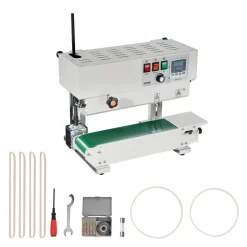 VEVOR Continuous Bag Band Sealing Machine, 0.24-0.47 in/6-12 mm Seal Width, Vertical Band Sealer Machine with Digital Temperature Control, Carbon Steel Bag Sealer for 0.02-0.8 mm Plastic Bags Films