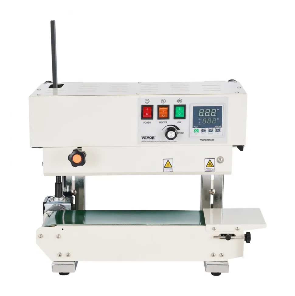 VEVOR Continuous Bag Band Sealing Machine, 0.24-0.47 in/6-12 mm Seal Width, Vertical Band Sealer Machine with Digital Temperature Control, Carbon Steel Bag Sealer for 0.02-0.8 mm Plastic Bags Films