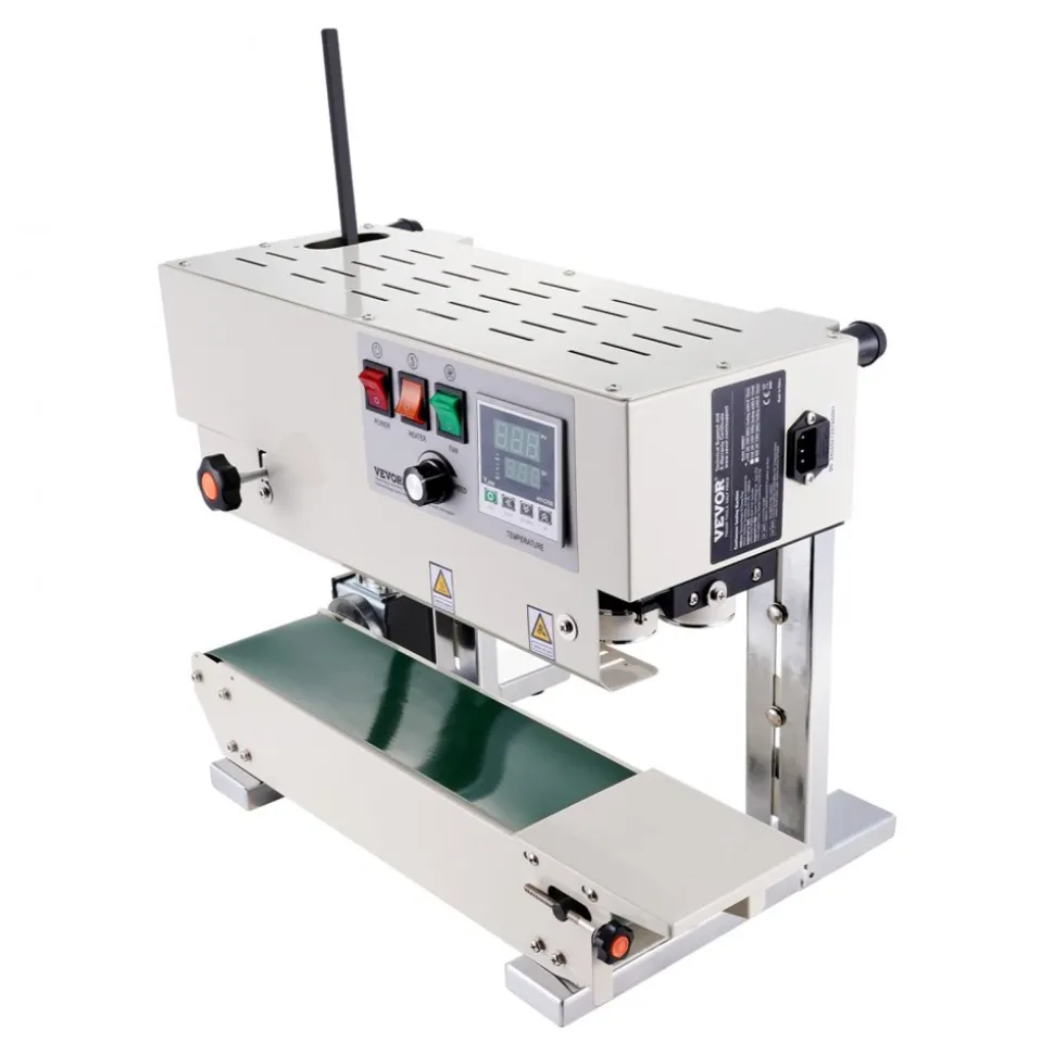 VEVOR Continuous Bag Band Sealing Machine, 0.24-0.47 in/6-12 mm Seal Width, Vertical Band Sealer Machine with Digital Temperature Control, Carbon Steel Bag Sealer for 0.02-0.8 mm Plastic Bags Films