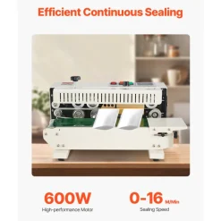 VEVOR Continuous Bag Band Sealing Machine, 0.24-0.47 in/6-12 mm Seal Width, Horizontal Band Sealer Machine with Digital Temperature Control, Bag Sealer for 0.02-0.8 mm Plastic Bags with Count Function