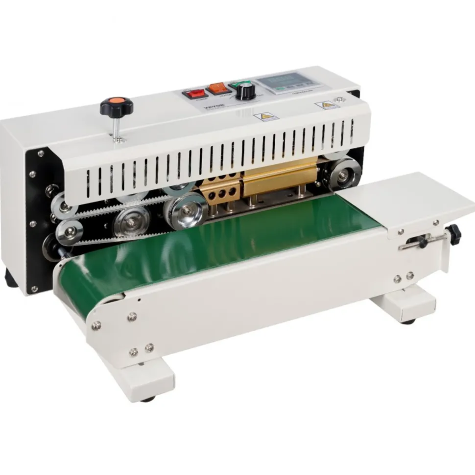 VEVOR Continuous Bag Band Sealing Machine, 0.24-0.47 in/6-12 mm Seal Width, Horizontal Band Sealer Machine with Digital Temperature Control, Carbon Steel Bag Sealer for 0.02-0.8 mm Plastic Bags Films