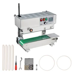 VEVOR Continuous Bag Band Sealing Machine, 0.24-0.47 in/6-12 mm Seal Width, Vertical Band Sealer Machine with Digital Temperature Control, Stainless Steel Bag Sealer for 0.02-0.8 mm Plastic Bags Films