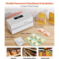 VEVOR Continuous Sealing Machine, 0.32-0.47 in Seal Width, Automatic Continuous Band Sealer with Digital Temperature Control, Automatic Shutdown, Heat Sealing Machine for 0.002-0.0.008 in Plastic Bags