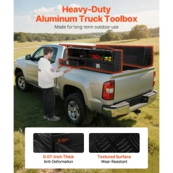 VEVOR Contractor Truck Tool Box, 72 x 21 x 13 in, Black Tread Aluminum TopSider Toolbox with Two Lower Drawers, Flip Up Door, Weather-Resistant Heavy Duty Storage Box with Latch, for Truck Bed Pickup