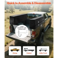 VEVOR Contractor Truck Tool Box, 72 x 21 x 13 in, Black Tread Aluminum TopSider Toolbox with Two Lower Drawers, Flip Up Door, Weather-Resistant Heavy Duty Storage Box with Latch, for Truck Bed Pickup