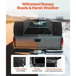 VEVOR Contractor Truck Tool Box, 72 x 21 x 13 in, Black Tread Aluminum TopSider Toolbox with Two Lower Drawers, Flip Up Door, Weather-Resistant Heavy Duty Storage Box with Latch, for Truck Bed Pickup