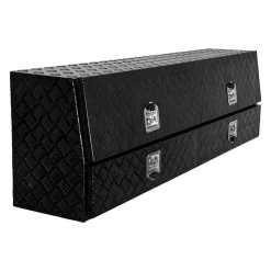 VEVOR Contractor Truck Tool Box, 72 x 21 x 13 in, Black Tread Aluminum TopSider Toolbox with Two Lower Drawers, Flip Up Door, Weather-Resistant Heavy Duty Storage Box with Latch, for Truck Bed Pickup