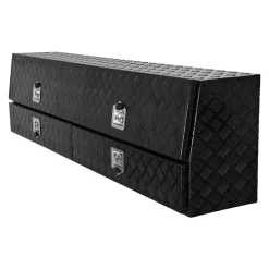 VEVOR Contractor Truck Tool Box, 81.5 x 21 x 13 in, Black Tread Aluminum TopSider Toolbox with Two Lower Drawers, Flip Up Door, Weather-Resistant Heavy Duty Storage Box, with Latch, for Truck Bed