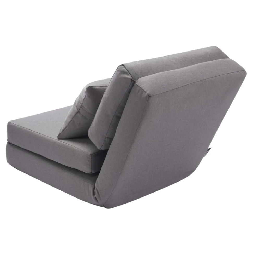 VEVOR Convertible Flip Chair, 5-Position Adjustable Floor Lazy Sofa, Folding Upholstered Couch Bed with Adjustable Backrest Metal Frame and Pillow, Folding Sofa Bed Chair for Living Room Bedroom, Gray