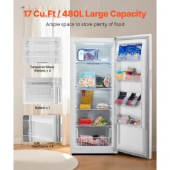 VEVOR Convertible Freezer/Refrigerator, 20.2 Cu.Ft Frost Free Upright Freezer with Temp Control Panel, Door Open too Long Alarm, Adjustable Shelves and LED, Standing Fridge for Kitchen, Office, Garage