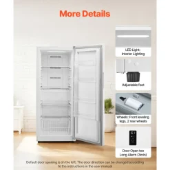 VEVOR Convertible Freezer/Refrigerator, 20.2 Cu.Ft Frost Free Upright Freezer with Temp Control Panel, Door Open too Long Alarm, Adjustable Shelves and LED, Standing Fridge for Kitchen, Office, Garage