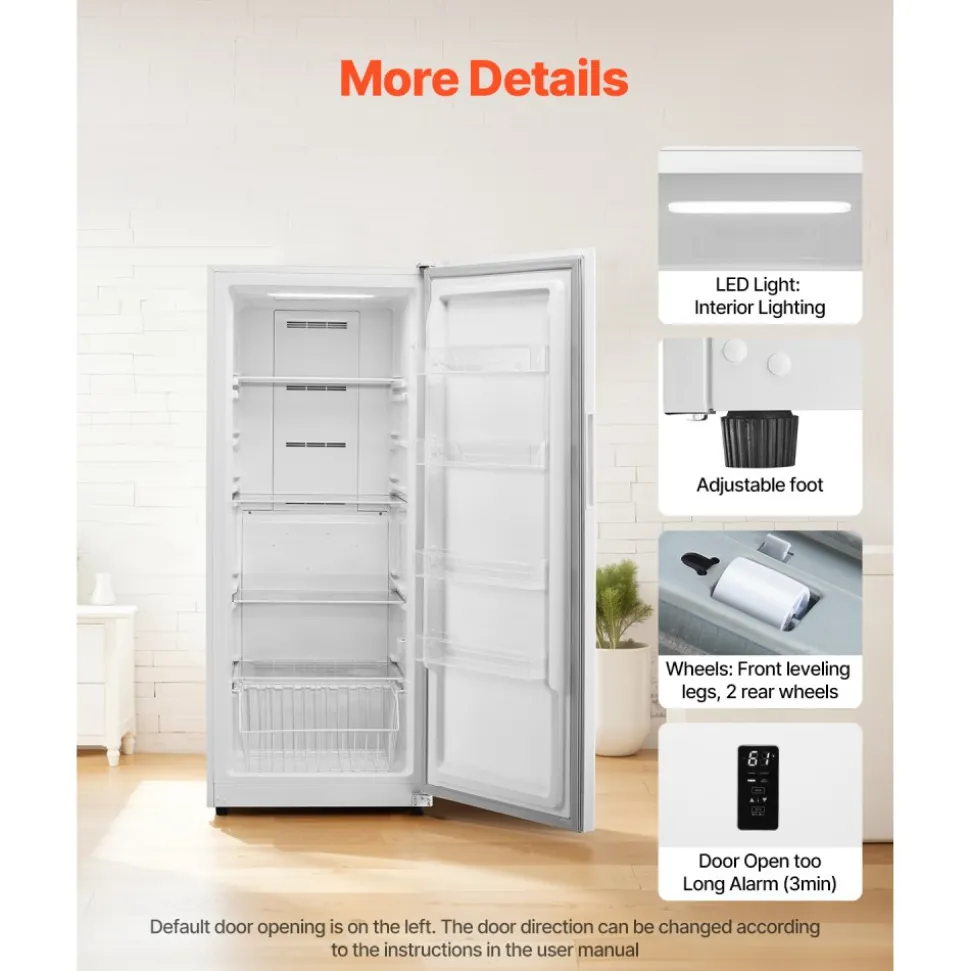 VEVOR Convertible Freezer/Refrigerator, 20.2 Cu.Ft Frost Free Upright Freezer with Temp Control Panel, Door Open too Long Alarm, Adjustable Shelves and LED, Standing Fridge for Kitchen, Office, Garage