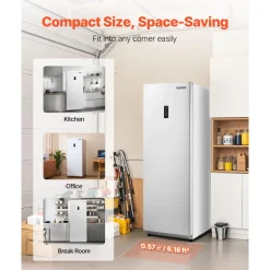 VEVOR Convertible Freezer/Refrigerator, 20.2 Cu.Ft Frost Free Upright Freezer with Temp Control Panel, Door Open too Long Alarm, Adjustable Shelves and LED, Standing Fridge for Kitchen, Office, Garage